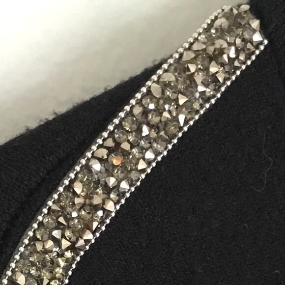 Zara Knit Black Cropped Hoodie Sweatshirt Rhinestone Embellished Sleeves Sz M - Picture 3 of 7